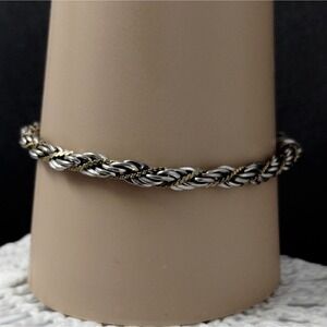 Two‎ Tone Braided Bracelet Silver and Gold Tone Fashion Jewelry